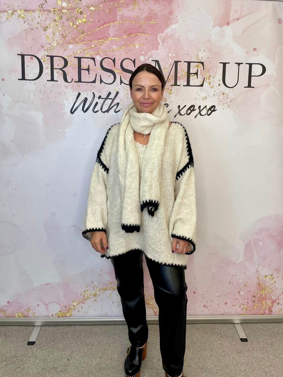 Knitted Jumper with Edging Detail - Cream