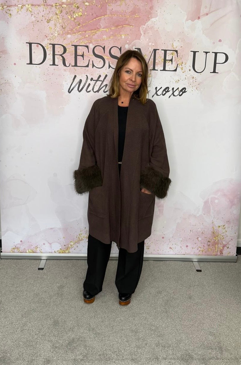 Renee Fur Trim Coat - Brown