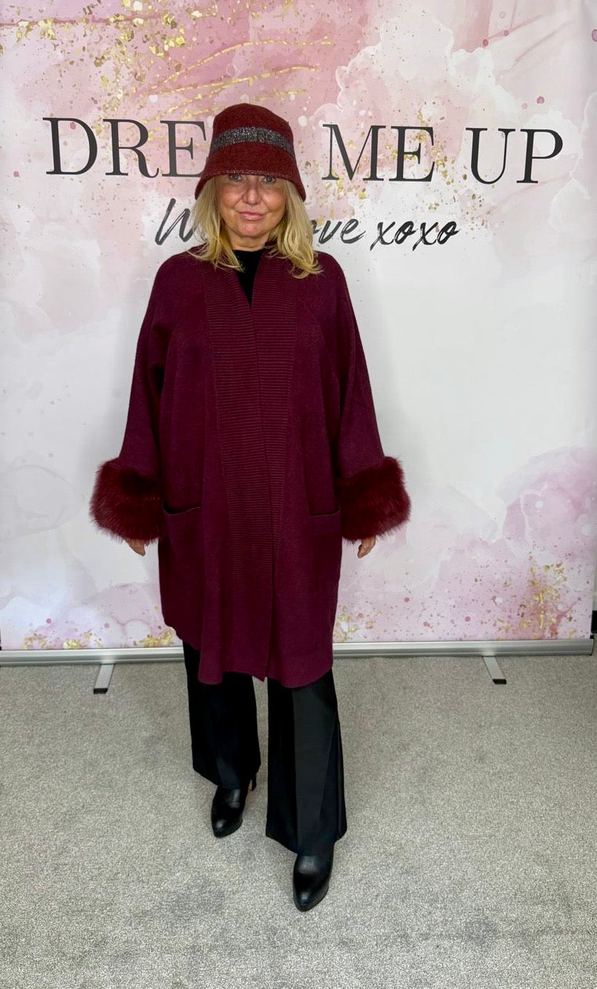 Renee Fur Trim Coat - Plum