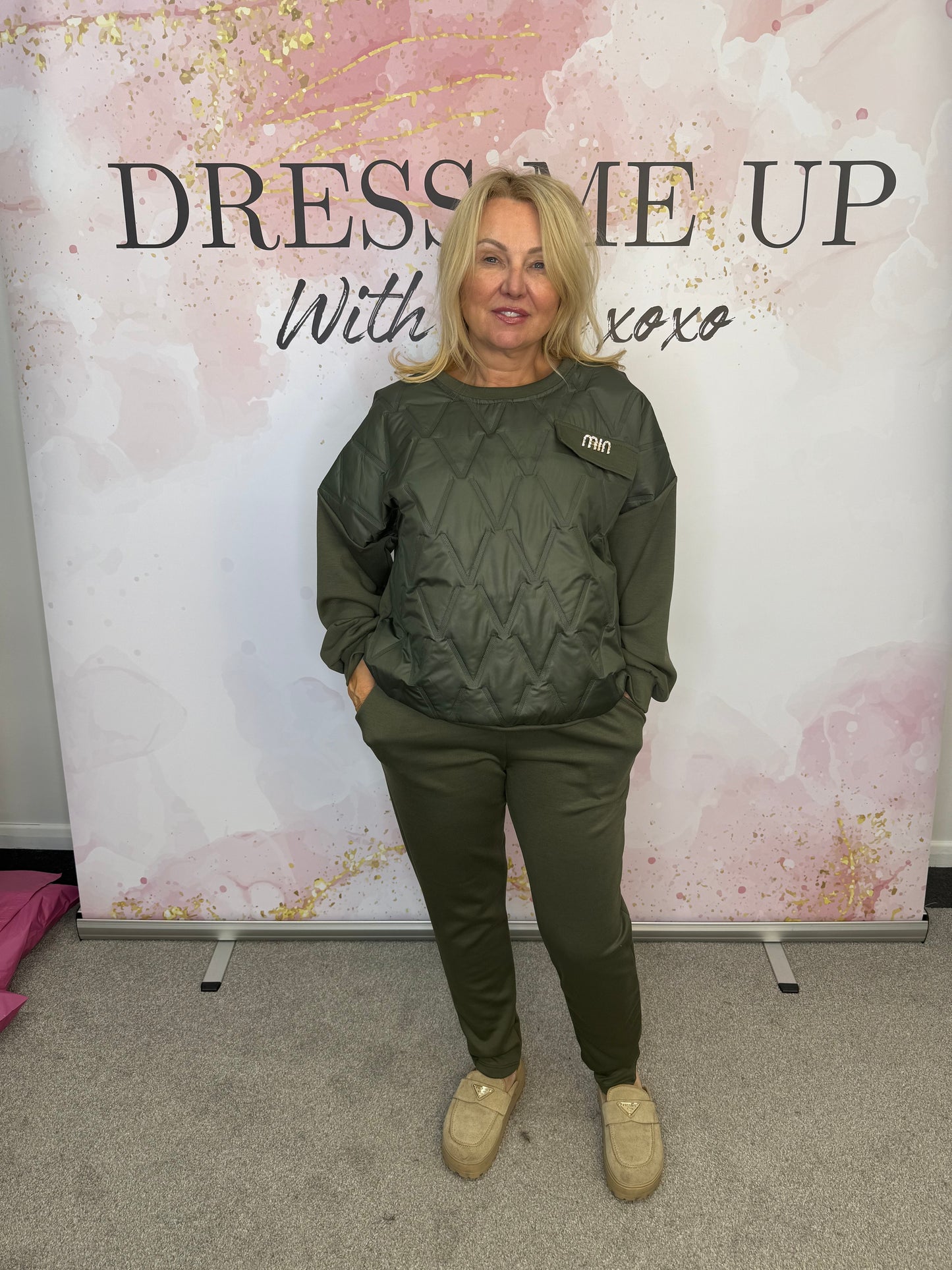 Rhea Diamanté Loungewear Khaki