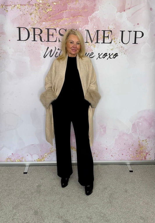 Renee Fur Trim Coat - Cream