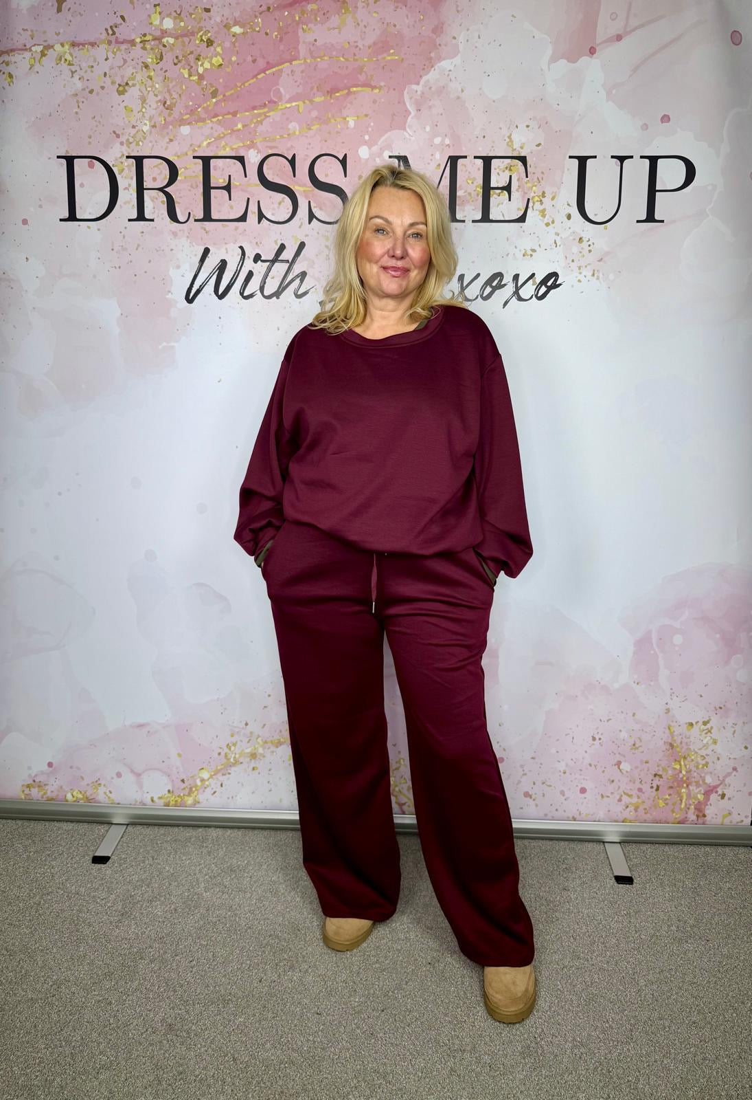 Bubble Top Tracksuit - Burgundy