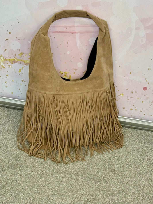 Beige Fringe Bag