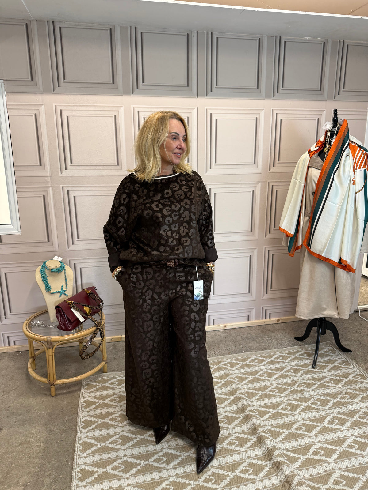 Velvet Leopard Co Ord - Brown