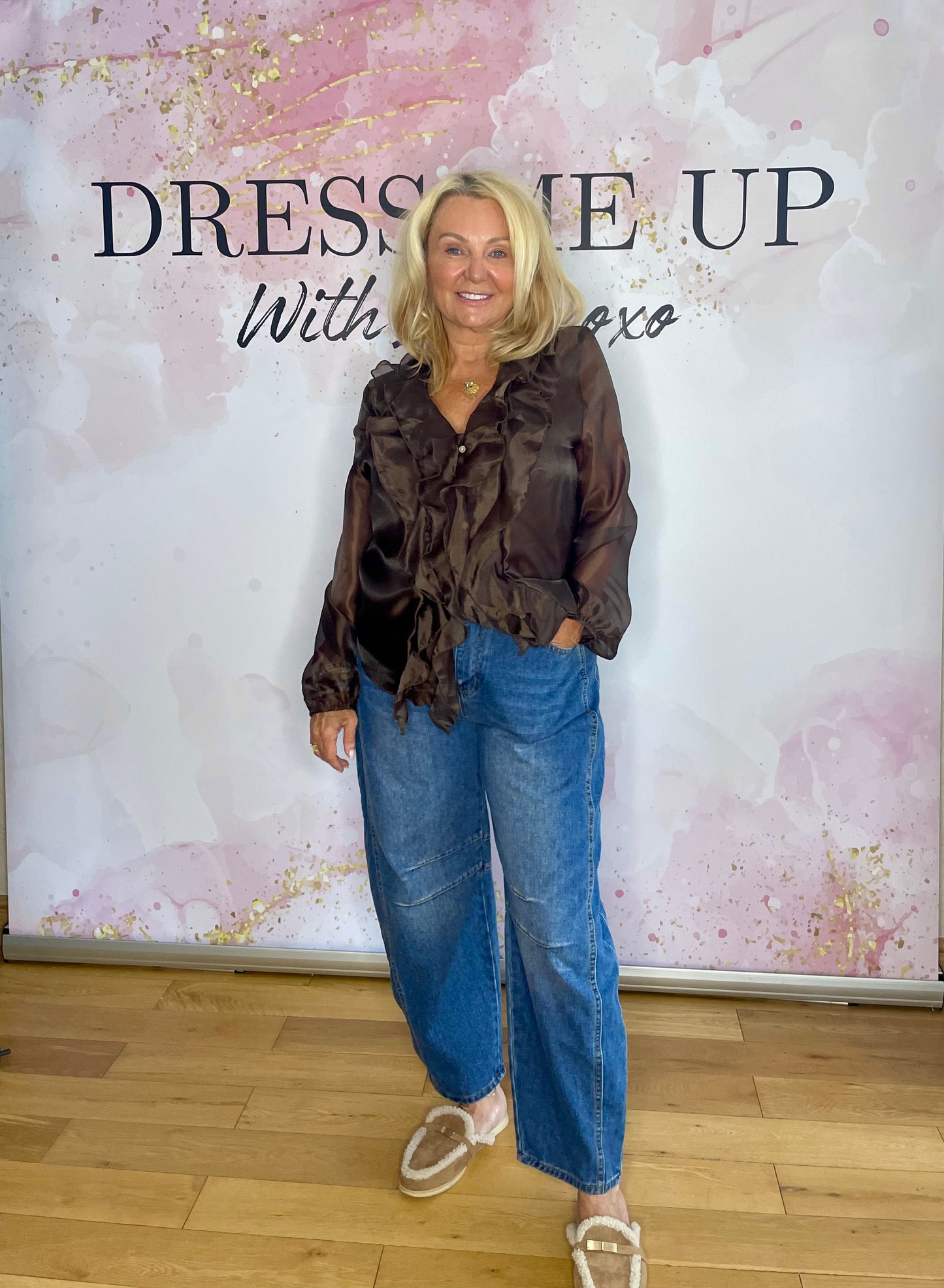 Florence Frill Blouse - Brown