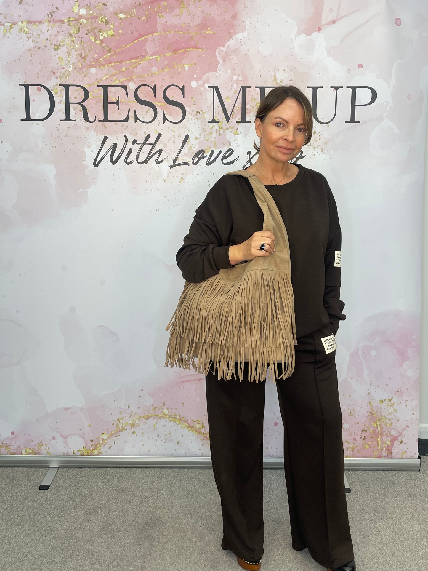 Beige Fringe Bag