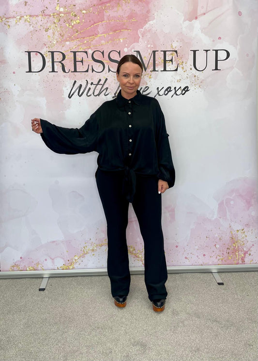 Selena Satin Blouse Black