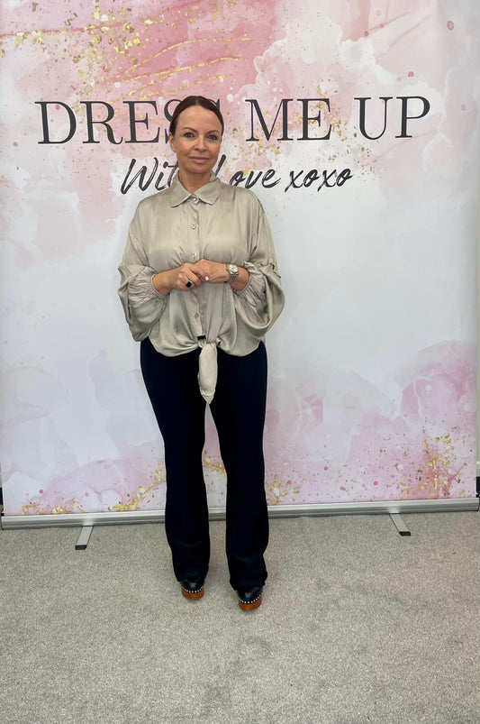 Selena Satin Blouse Grey