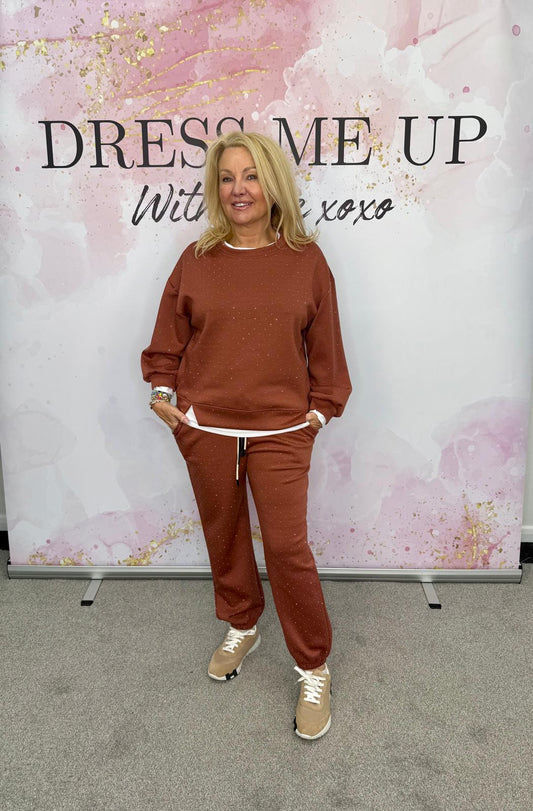 Diamanté Tracksuit - Rust