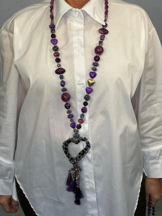 Purple with heart Necklace