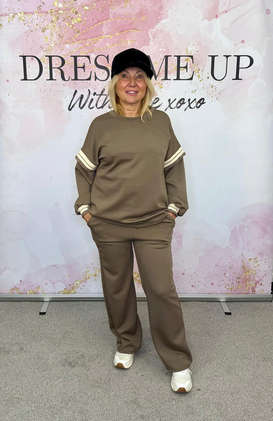 Stripe Tracksuit - Taupe