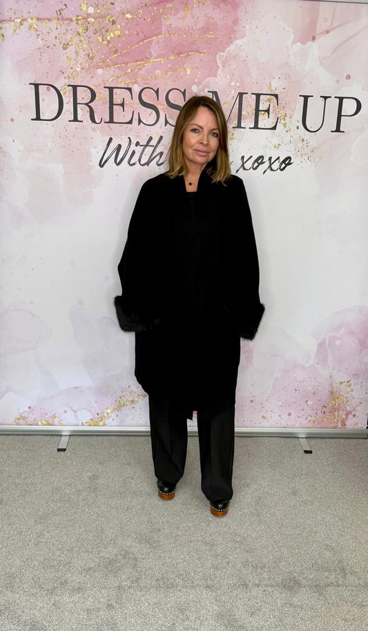 Renee Fur Trim Coat - Black