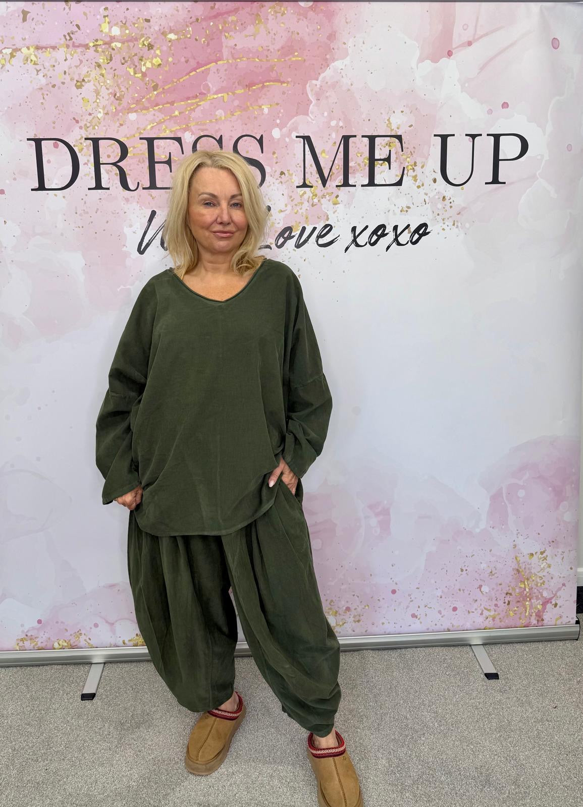 Corduroy Harem Set - Khaki