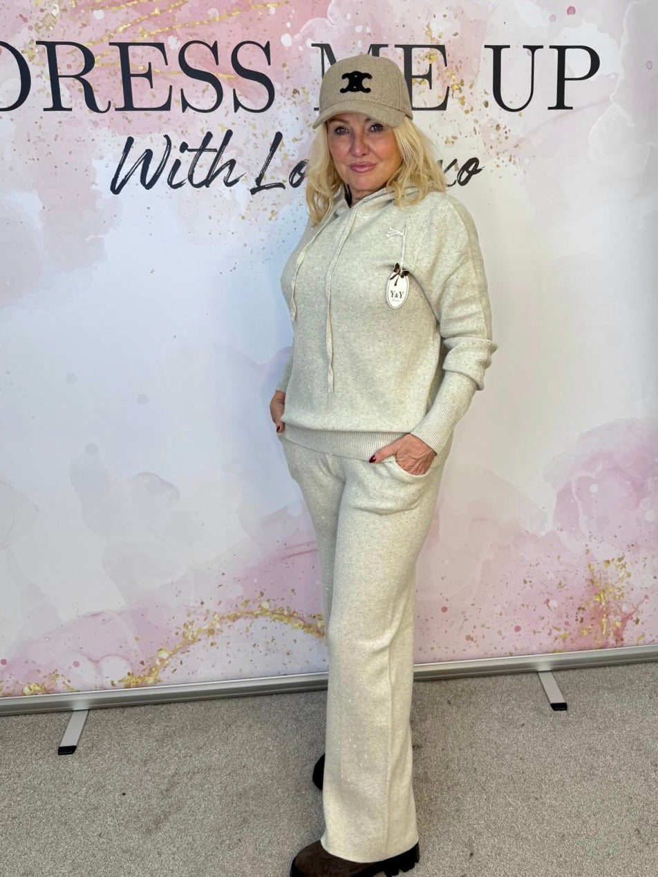 Diamanté Knitted Set - Oatmeal