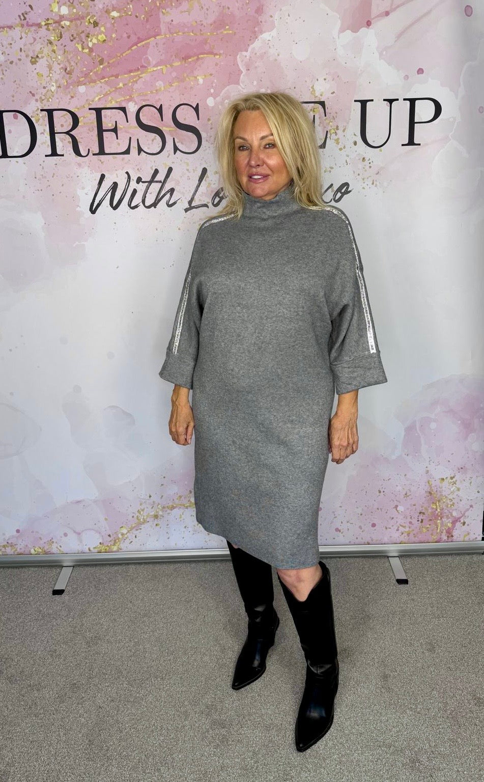 Charity Knitted Dress Grey