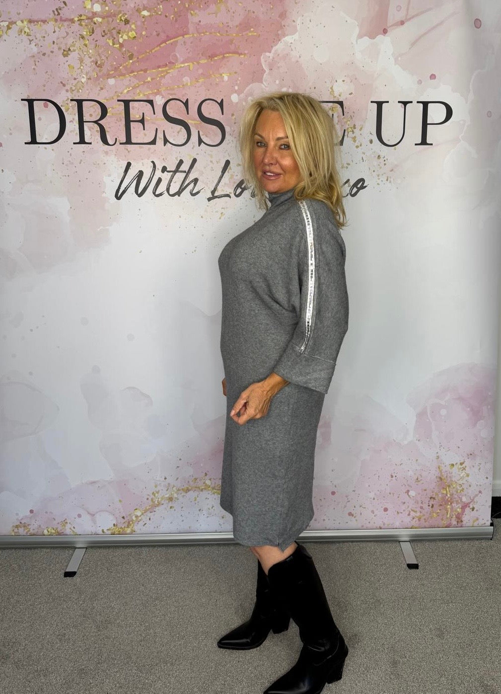 Charity Knitted Dress Grey