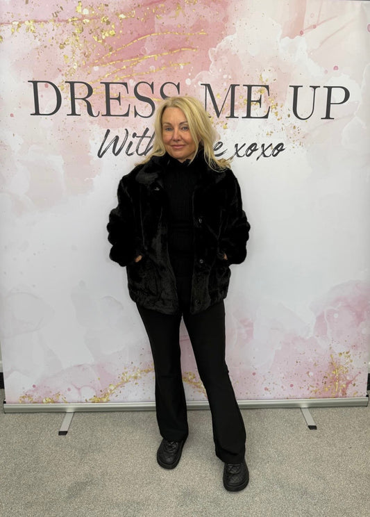 Bertie Faux Fur Bomber Jacket Black
