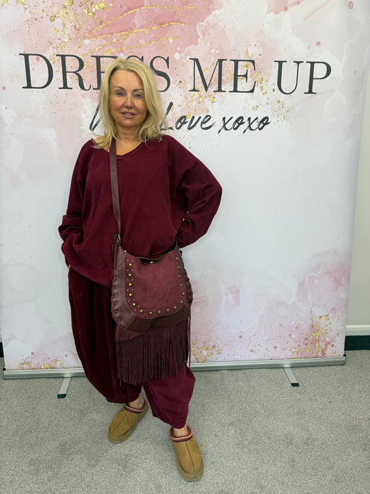 Corduroy Harem Set - Burgundy