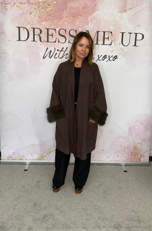 Renee Fur Trim Coat - Brown