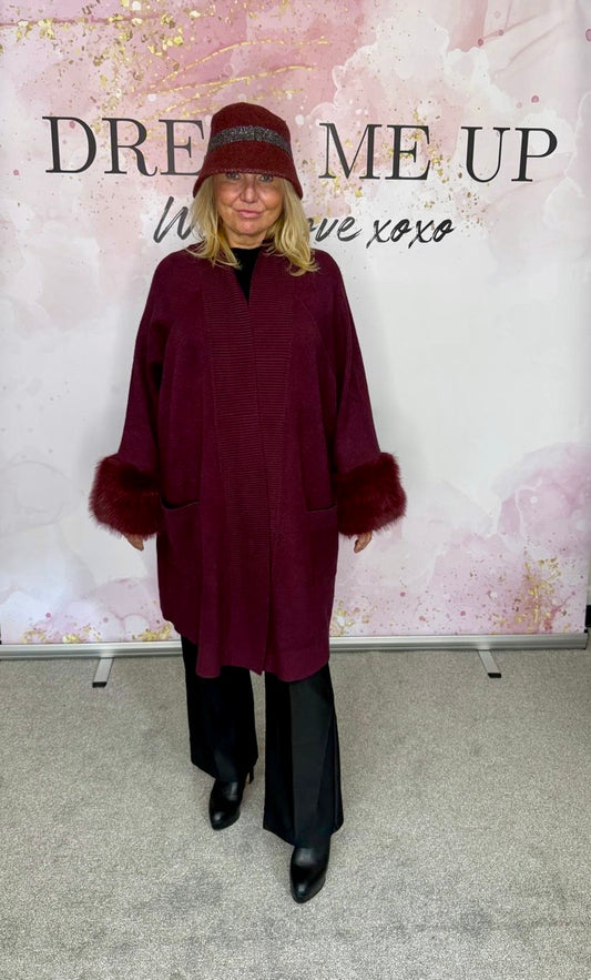 Renee Fur Trim Coat - Plum