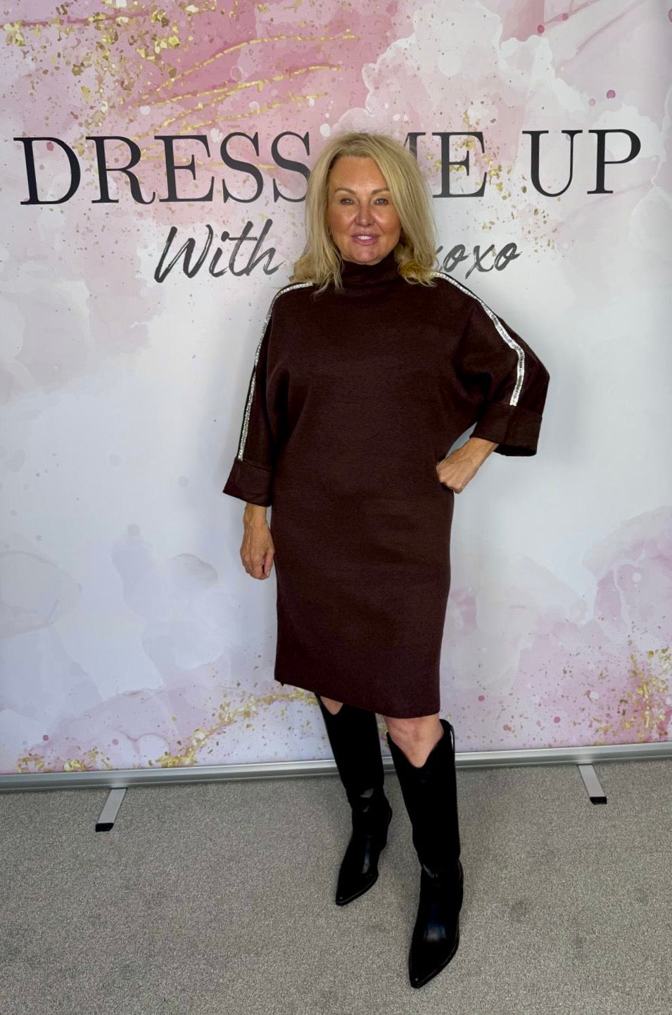 Charity Knitted Dress Brown