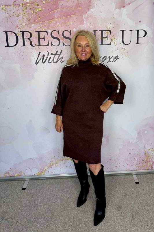 Charity Knitted Dress Brown