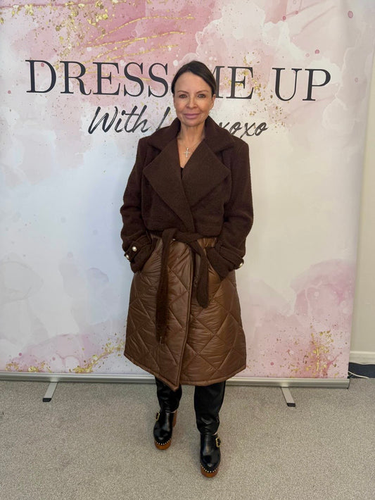 Long Padded Coat - Brown