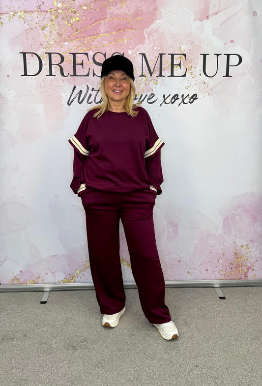 Stripe Tracksuit - Burgundy