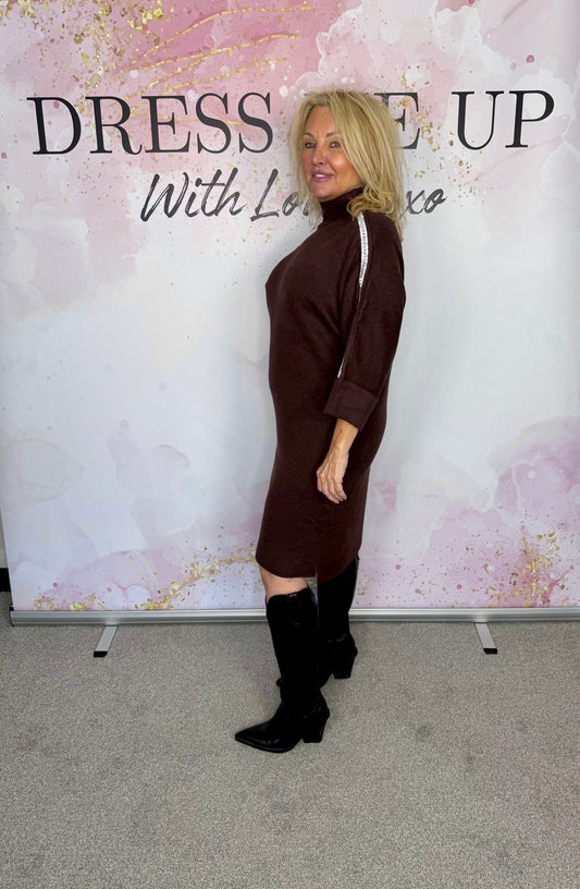Charity Knitted Dress Brown