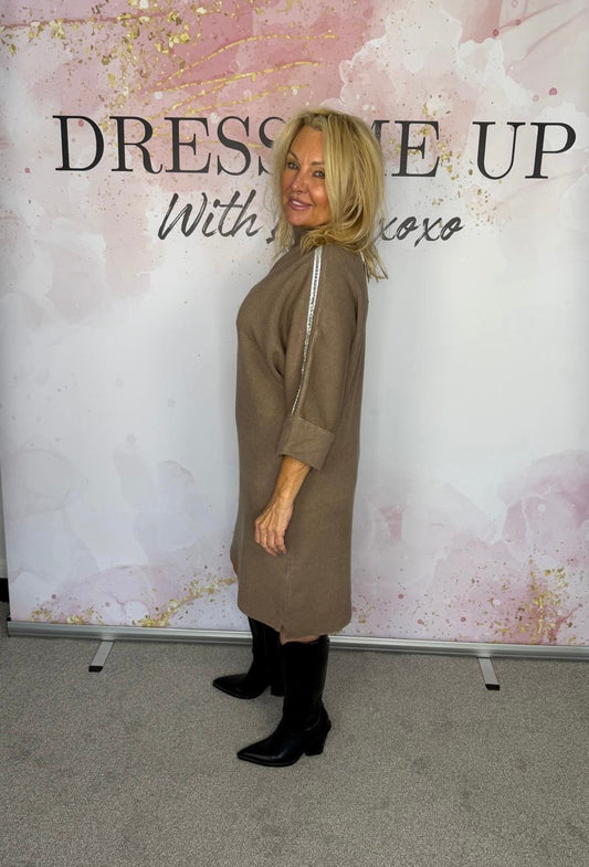 Charity Knitted Dress Taupe