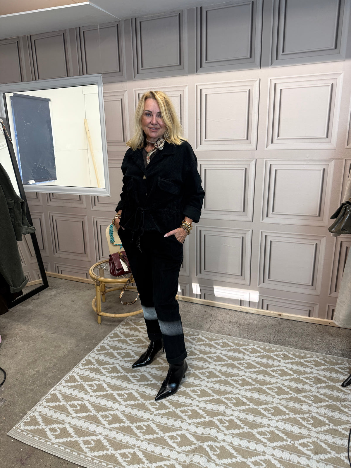 Corduroy Jacket And Trouser Set - Black