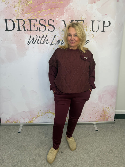 Rhea Diamanté Loungewear Burgundy