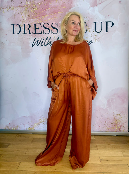 Sabrina Satin Set Rust