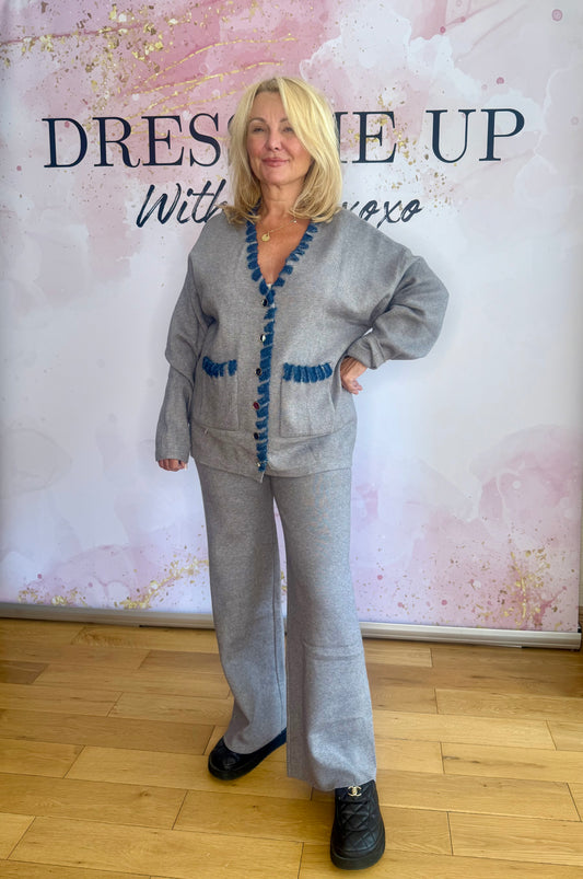 Denim Trim Tracksuit Grey