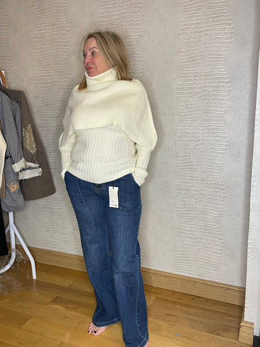 Charlotte Poncho Jumper - Cream