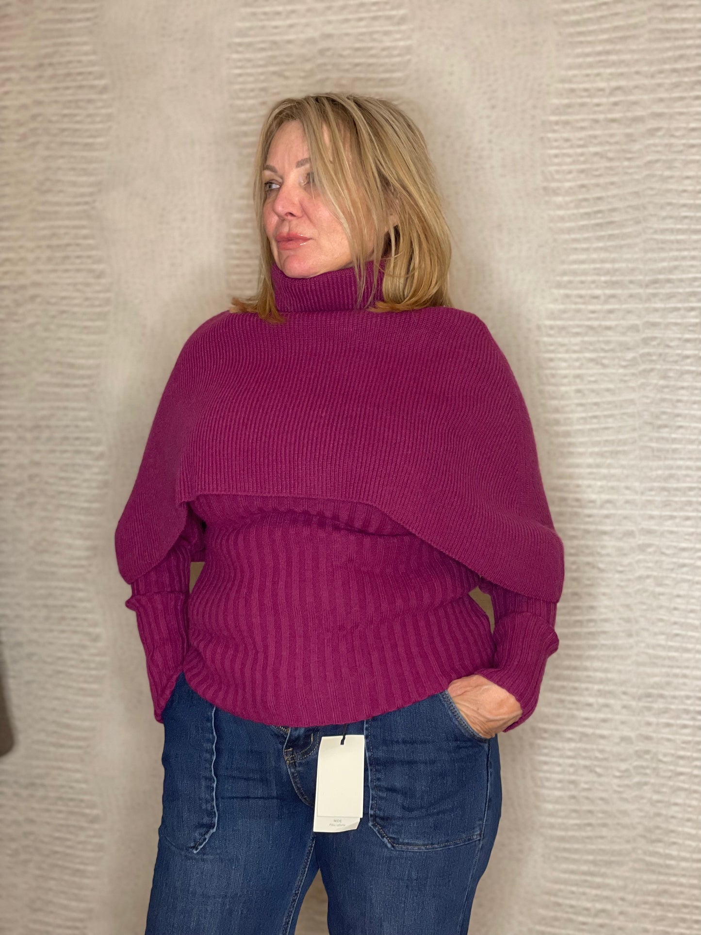 Charlotte Poncho Jumper - Plum
