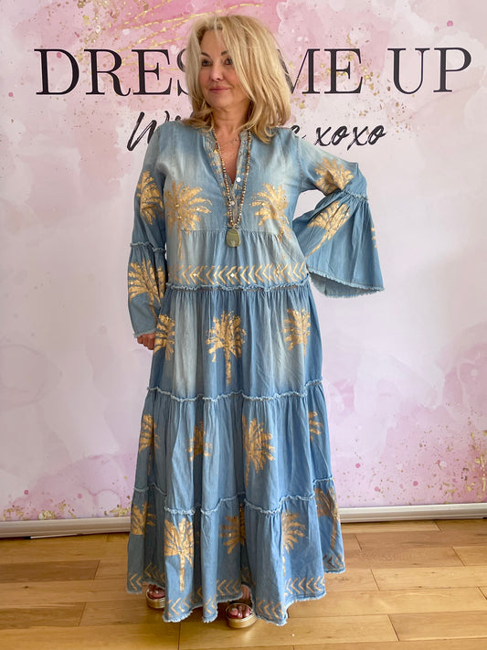 Palm Denim Dress