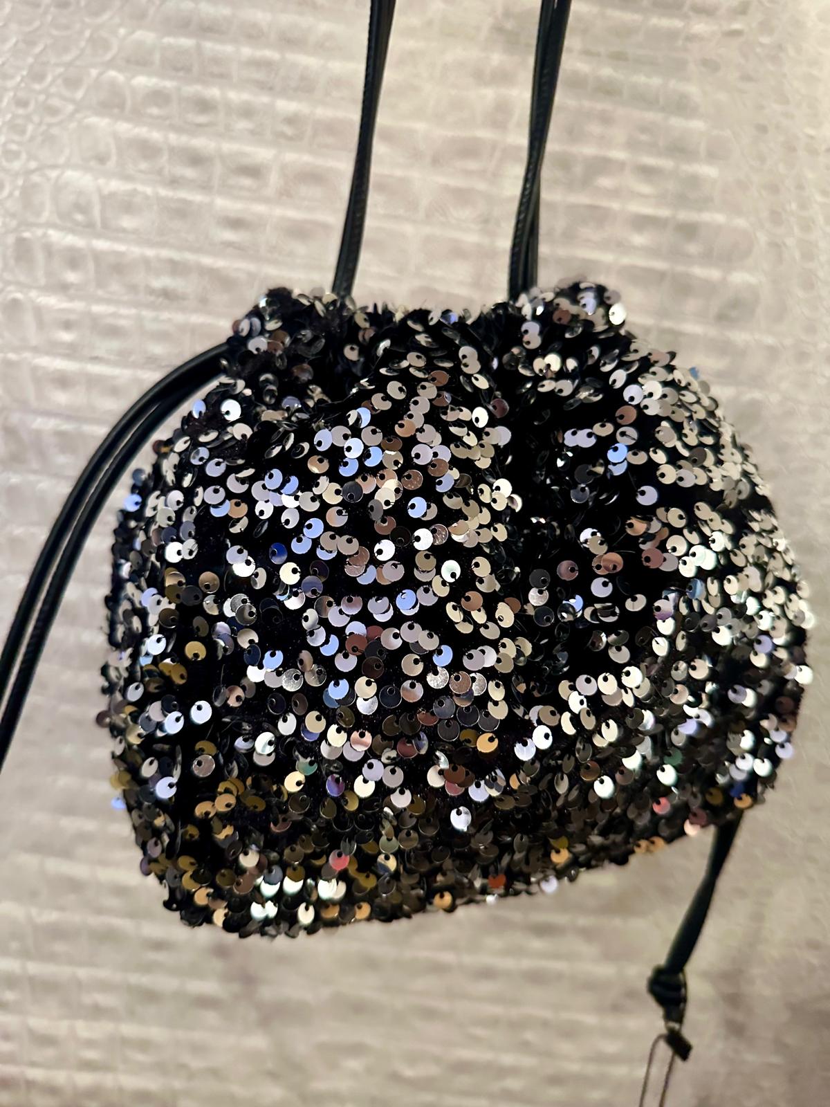 Sequin Tie Pouch Bag Silver Dress Me Up Boutique