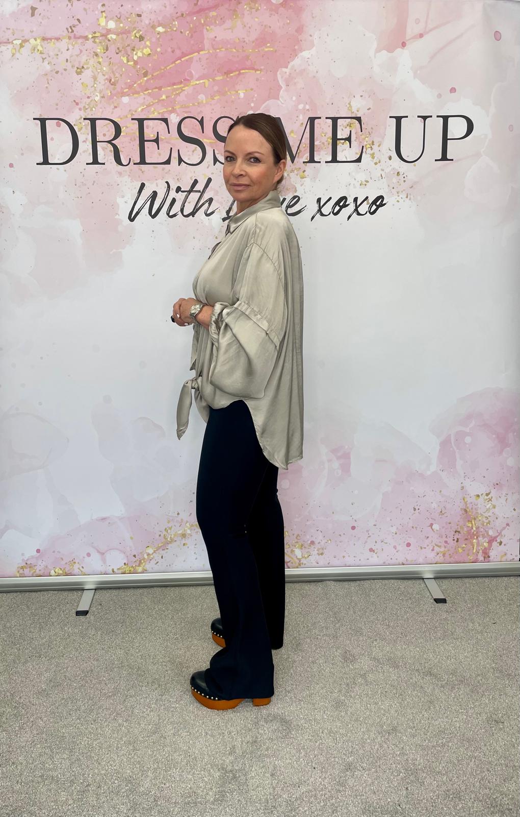 Selena Satin Blouse Grey