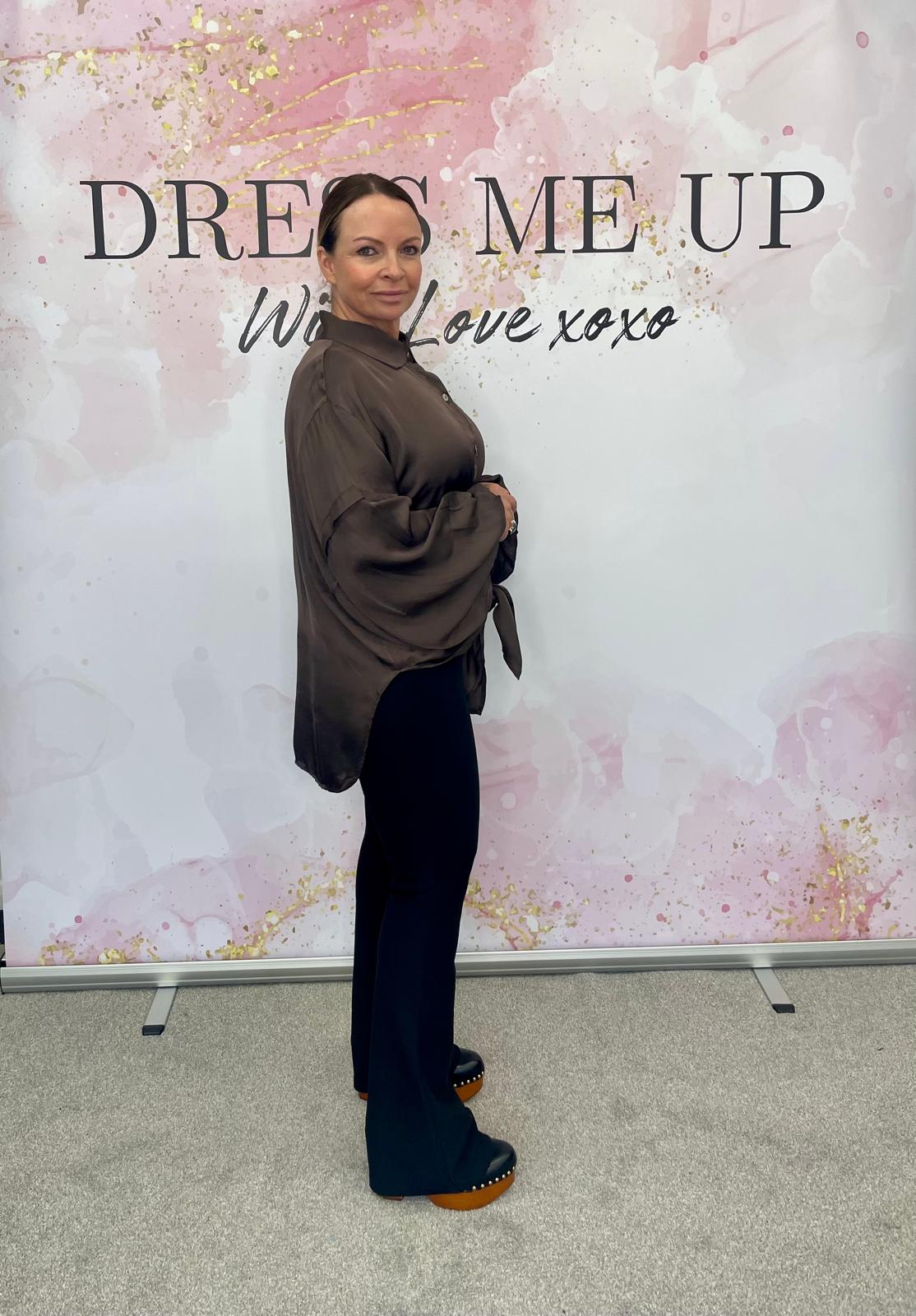 Selena Satin Blouse Brown