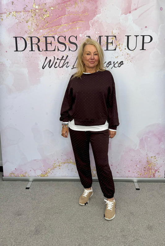 Diamanté Tracksuit - Brown