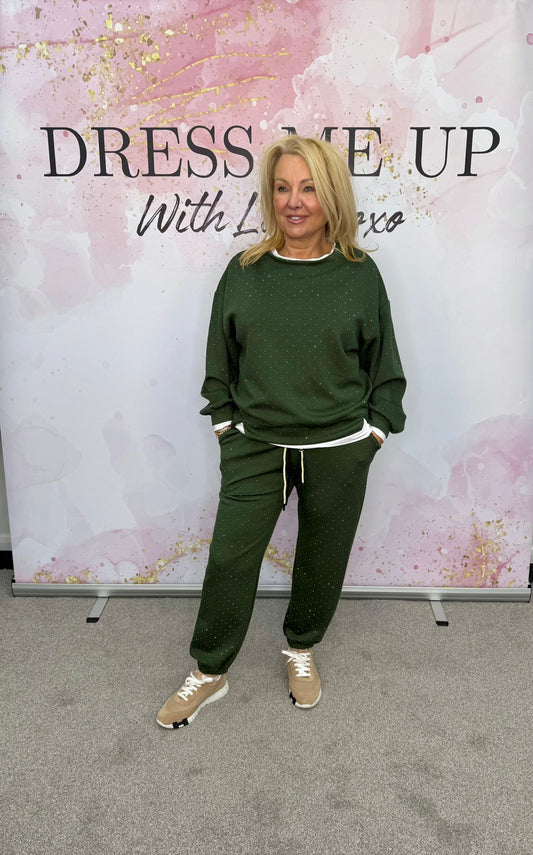 Diamanté Tracksuit - Khaki
