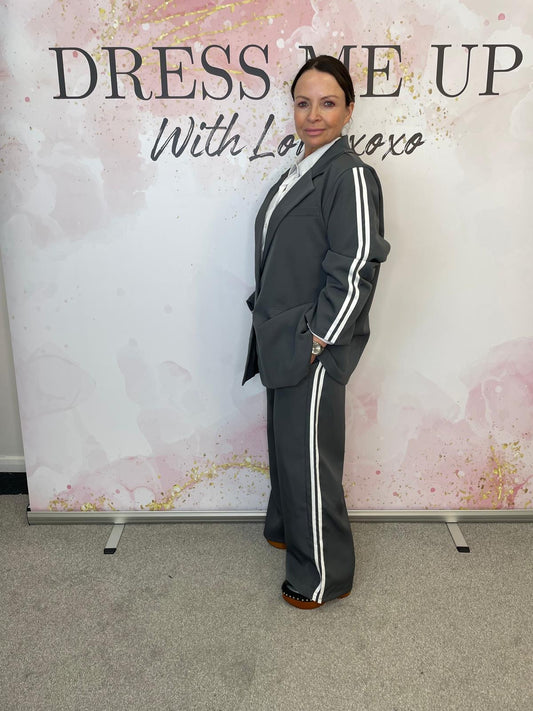 Oversized Stripe Suit - Grey